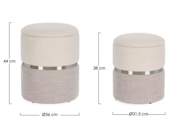 Pouf Contenitore Tessuto Grigio Moderno da Interno - WHITE Colore: Grigio