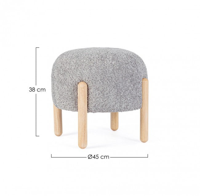 Sgabello Bouclé Rosso Scandinavo da Interno - SIENNA Colore: Grigio