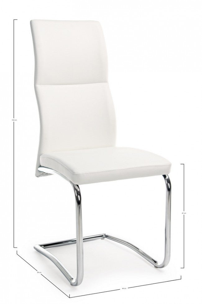 Set 4 Sedie Pelle Bianca Moderna da Interno - ASHER Colore: Bianco