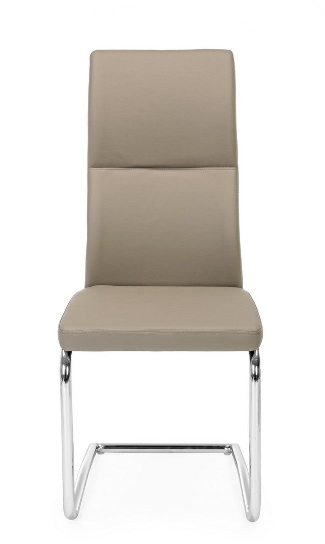 Set 4 Sedie Pelle Bianca Moderna da Interno - ASHER Colore: Tortora