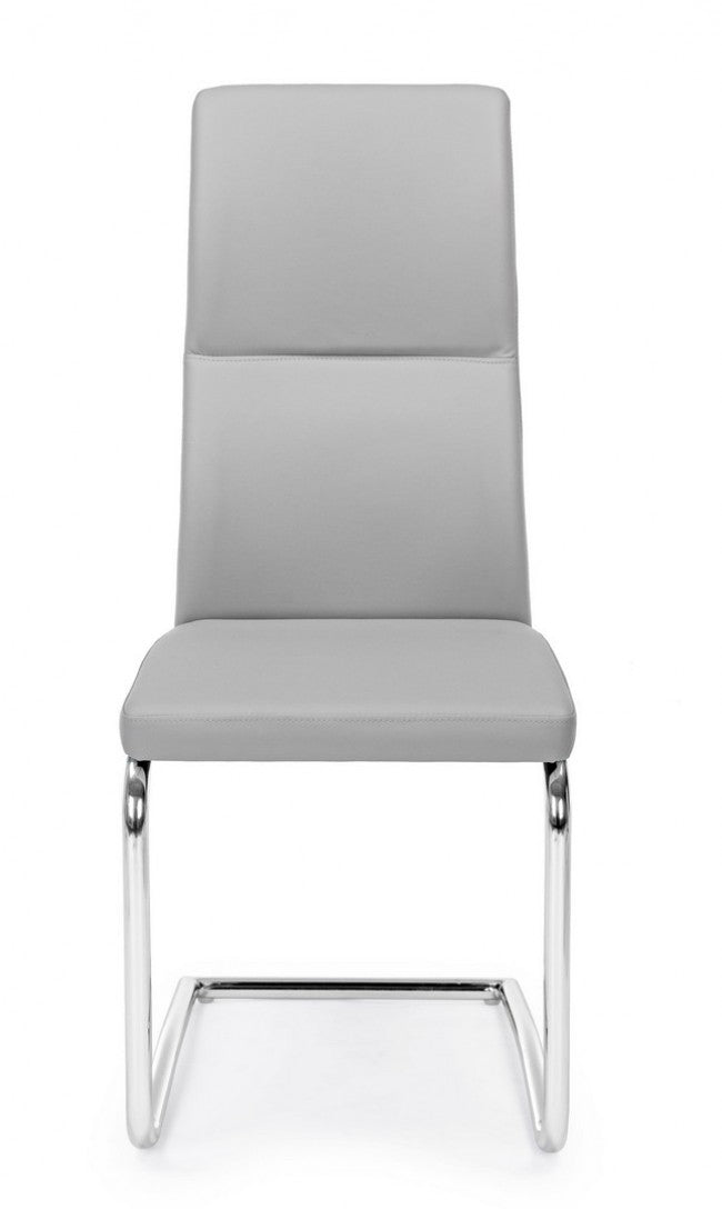 Set 4 Sedie Pelle Bianca Moderna da Interno - ASHER Colore: Grigio