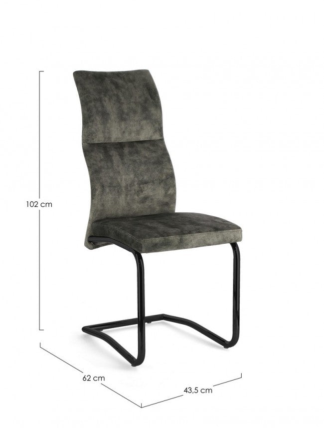 Set 4 Sedie Velluto Marrone Moderne da Interno - ASHER Colore: Verde