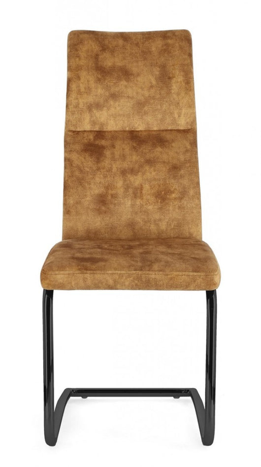 Set 4 Sedie Velluto Marrone Moderne da Interno - ASHER Colore: Giallo