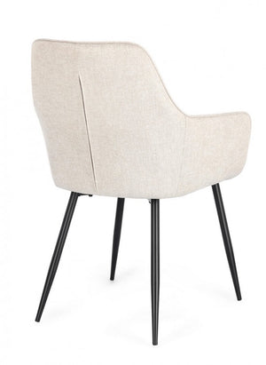 Set 2 Sedie con Braccioli Tessuto Beige Moderno da Interni - KYLE Colore: Nero