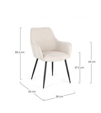 Set 2 Sedie con Braccioli Tessuto Beige Moderno da Interni - KYLE Colore: Nero