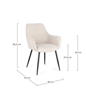 Set 2 Sedie con Braccioli Tessuto Beige Moderno da Interni - KYLE Colore: Nero