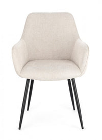 Set 2 Sedie con Braccioli Tessuto Beige Moderno da Interni - KYLE Colore: Nero