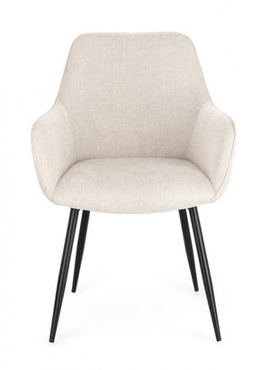 Set 2 Sedie con Braccioli Tessuto Beige Moderno da Interni - KYLE Colore: Nero