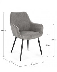 Set 2 Sedie con Braccioli Tessuto Beige Moderno da Interni - KYLE Colore: Nero