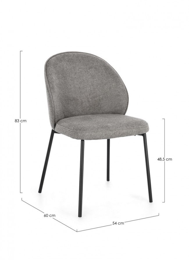 Set 2 Sedie da Pranzo Tessuto Beige Moderno da Interno - KENDRICK Colore: Grigio scuro