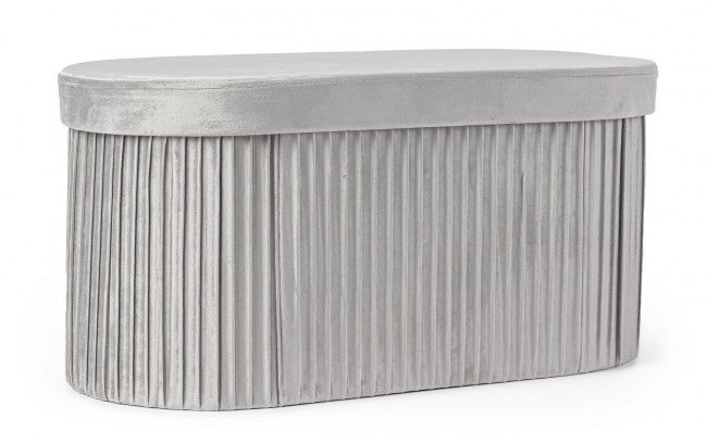 Set 2 Pouf Contenitore Velluto Verde Moderno da Interni - HARRIS Colore: Grigio