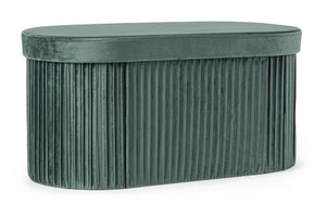 Set 2 Pouf Contenitore Velluto Verde Moderno da Interni - HARRIS Colore: Verde