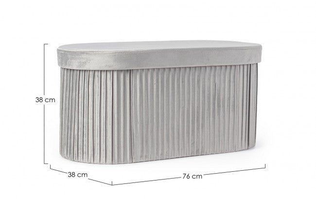 Set 2 Pouf Contenitore Velluto Verde Moderno da Interni - HARRIS Colore: Grigio