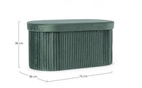 Set 2 Pouf Contenitore Velluto Verde Moderno da Interni - HARRIS Colore: Verde