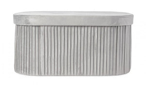 Set 2 Pouf Contenitore Velluto Verde Moderno da Interni - HARRIS Colore: Grigio