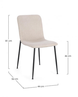 Set 4 Sedie Tessuto Beige Moderno da Interno - JARED Colore: Beige