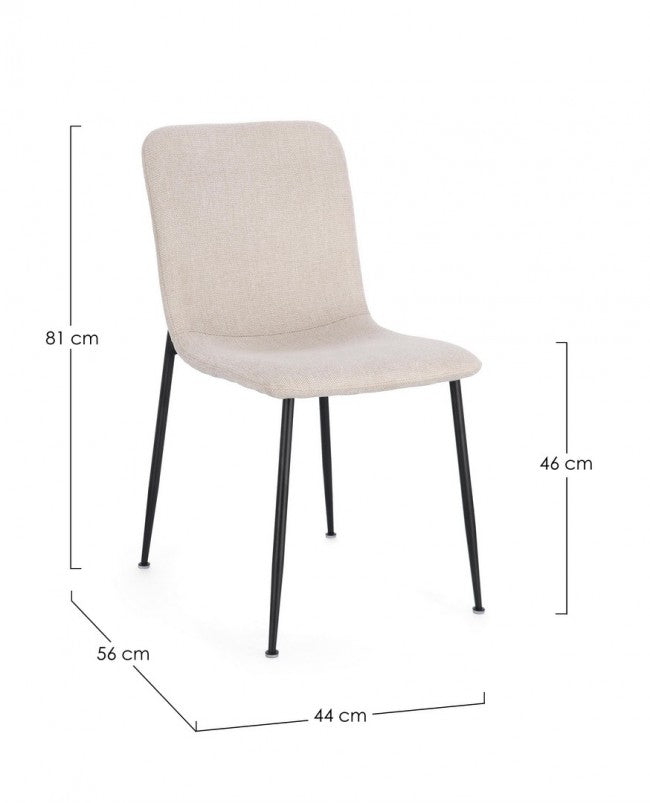 Set 4 Sedie Tessuto Beige Moderno da Interno - JARED Colore: Beige