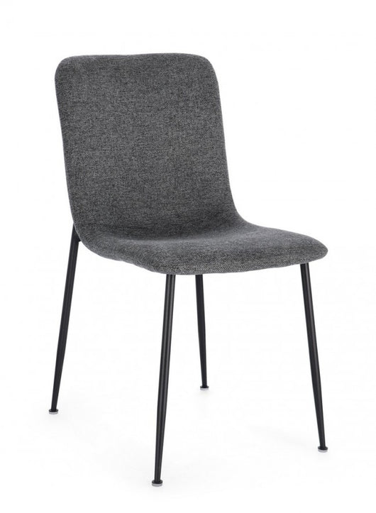 Set 4 Sedie Tessuto Beige Moderno da Interno - JARED Colore: Grigio scuro