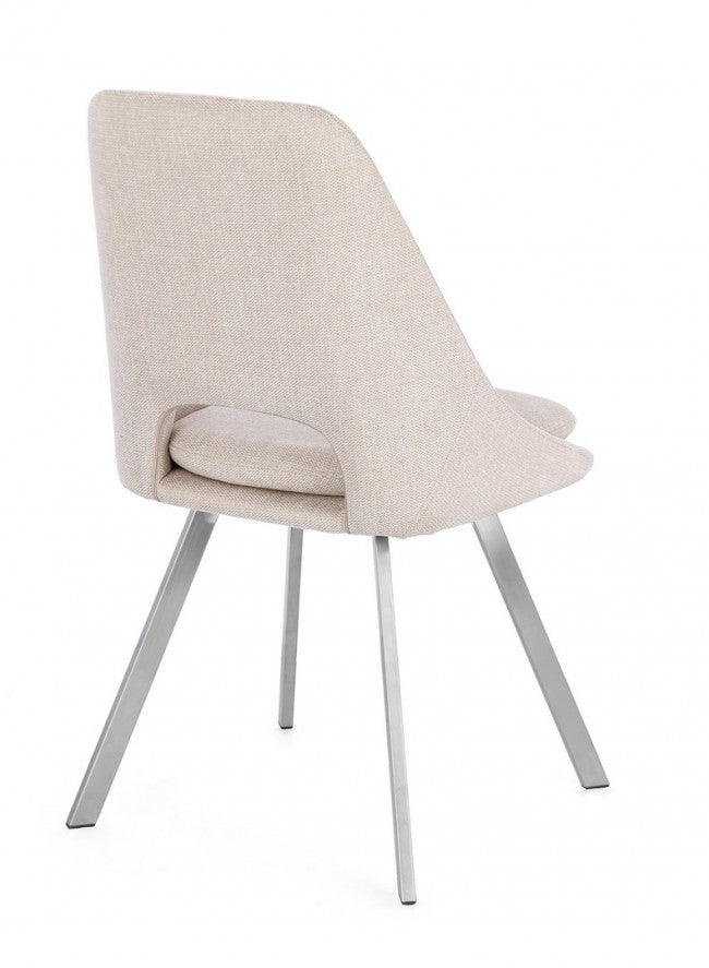 Set 2 Sedie Tessuto Grigio Moderno da Interno - GRIFFIN Colore: Beige