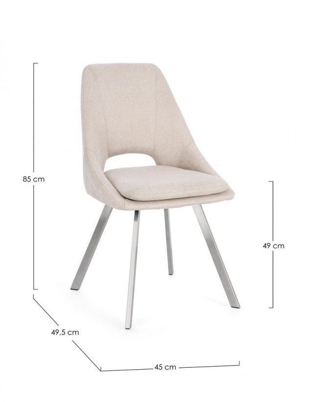Set 2 Sedie Tessuto Grigio Moderno da Interno - GRIFFIN Colore: Beige