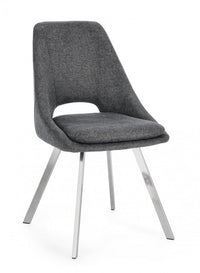 Set 2 Sedie Tessuto Grigio Moderno da Interno - GRIFFIN Colore: Grigio scuro