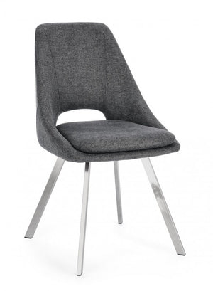 Set 2 Sedie Tessuto Grigio Moderno da Interno - GRIFFIN Colore: Grigio scuro