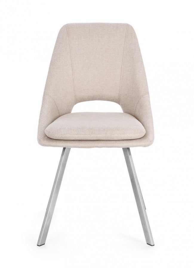 Set 2 Sedie Tessuto Grigio Moderno da Interno - GRIFFIN Colore: Beige