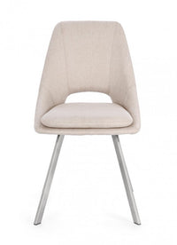 Set 2 Sedie Tessuto Grigio Moderno da Interno - GRIFFIN Colore: Beige