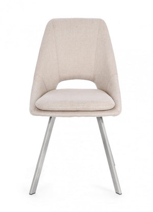 Set 2 Sedie Tessuto Grigio Moderno da Interno - GRIFFIN Colore: Beige