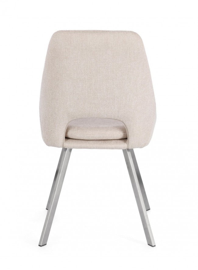Set 2 Sedie Tessuto Grigio Moderno da Interno - GRIFFIN Colore: Beige