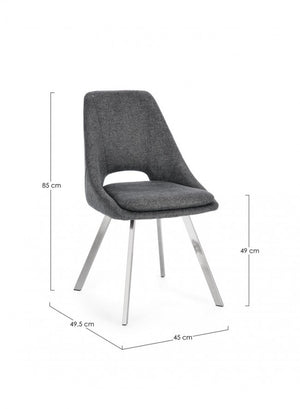 Set 2 Sedie Tessuto Grigio Moderno da Interno - GRIFFIN Colore: Grigio scuro