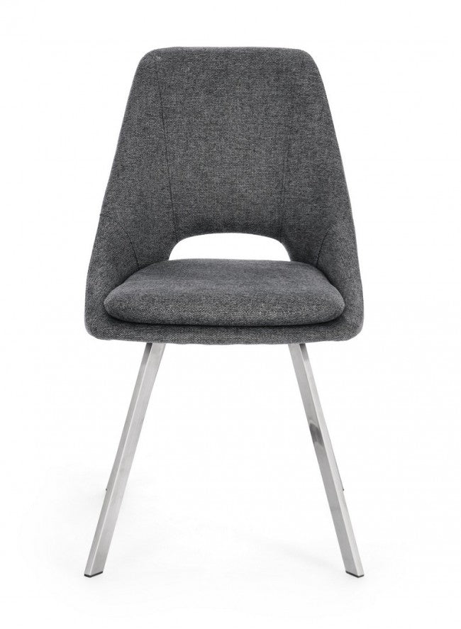 Set 2 Sedie Tessuto Grigio Moderno da Interno - GRIFFIN Colore: Grigio scuro