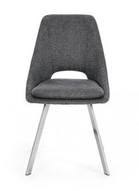 Set 2 Sedie Tessuto Grigio Moderno da Interno - GRIFFIN Colore: Grigio scuro