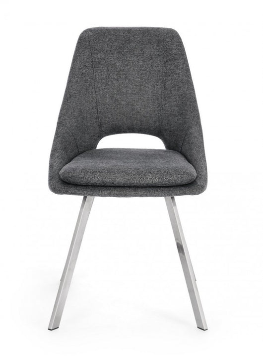 Set 2 Sedie Tessuto Grigio Moderno da Interno - GRIFFIN Colore: Grigio scuro