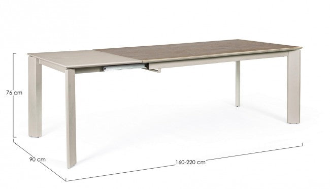 Tavolo da pranzo allungabile con piano in ceramica - MALIK Dimensione: 160x90, Colore: Grigio