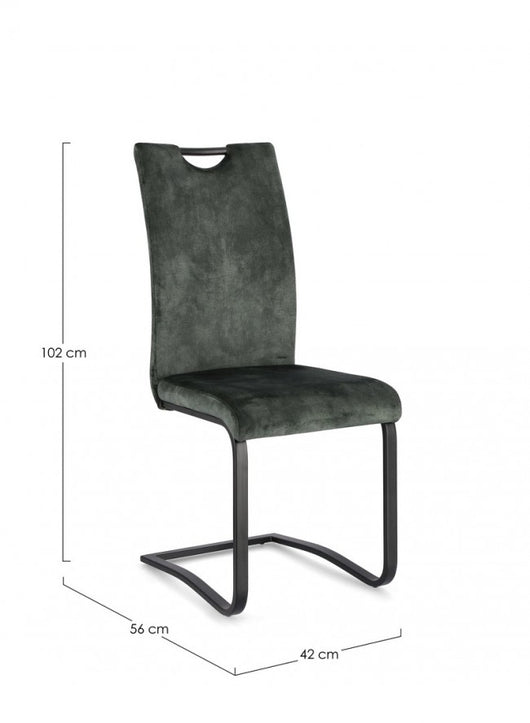 Set 4 Sedie Velluto Bianco Moderno da Interno - AIMEE Colore: Verde Scuro