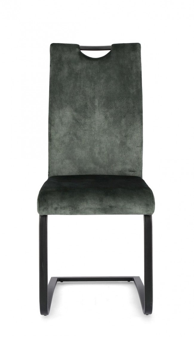 Set 4 Sedie Velluto Bianco Moderno da Interno - AIMEE Colore: Verde Scuro