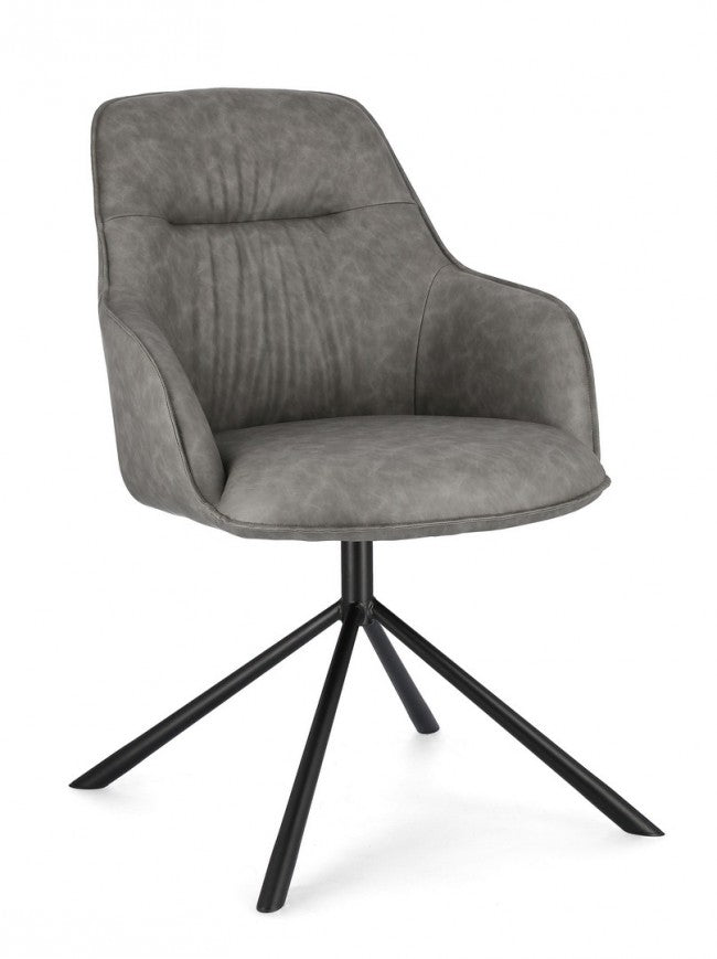 Set 2 Poltrone in Ecopelle Nera Moderna da Interno - EFFORTLESS Colore: Grigio