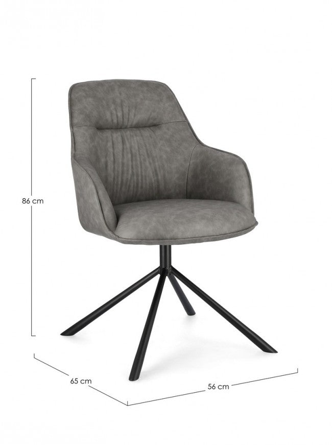 Set 2 Poltrone in Ecopelle Nera Moderna da Interno - EFFORTLESS Colore: Grigio