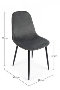 Set 4 Sedie Velluto Verde Moderne da Interno - STRUCTURE Colore: Grigio
