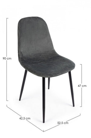 Set 4 Sedie Velluto Verde Moderne da Interno - STRUCTURE Colore: Grigio