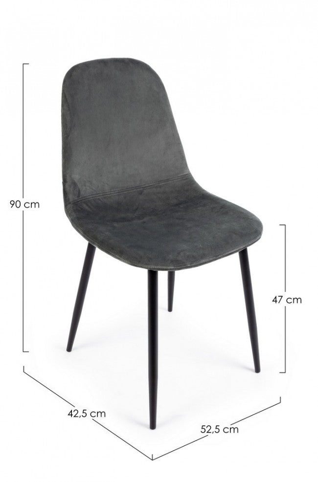 Set 4 Sedie Velluto Verde Moderne da Interno - STRUCTURE Colore: Grigio