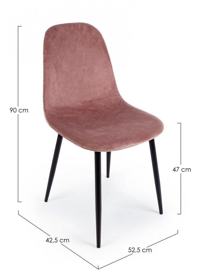 Set 4 Sedie Velluto Verde Moderne da Interno - STRUCTURE Colore: Rosa