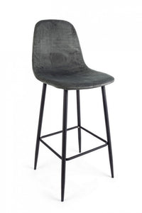 Set 2 Sgabelli Bar Velluto Grigio Moderno da Interno - STRUCTURE Colore: Grigio