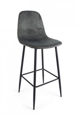 Set 2 Sgabelli Bar Velluto Grigio Moderno da Interno - STRUCTURE Colore: Grigio