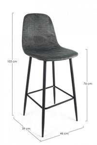 Set 2 Sgabelli Bar Velluto Grigio Moderno da Interno - STRUCTURE Colore: Grigio