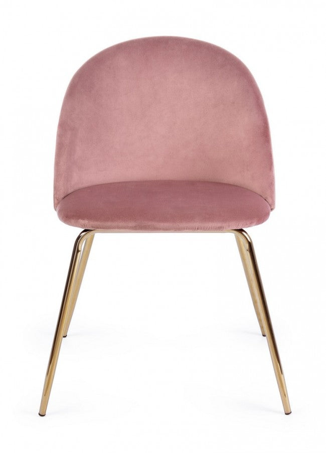 Set 4 Sedie in Velluto Bianco Moderno da Interno - GABRIELLA Colore: Rosa