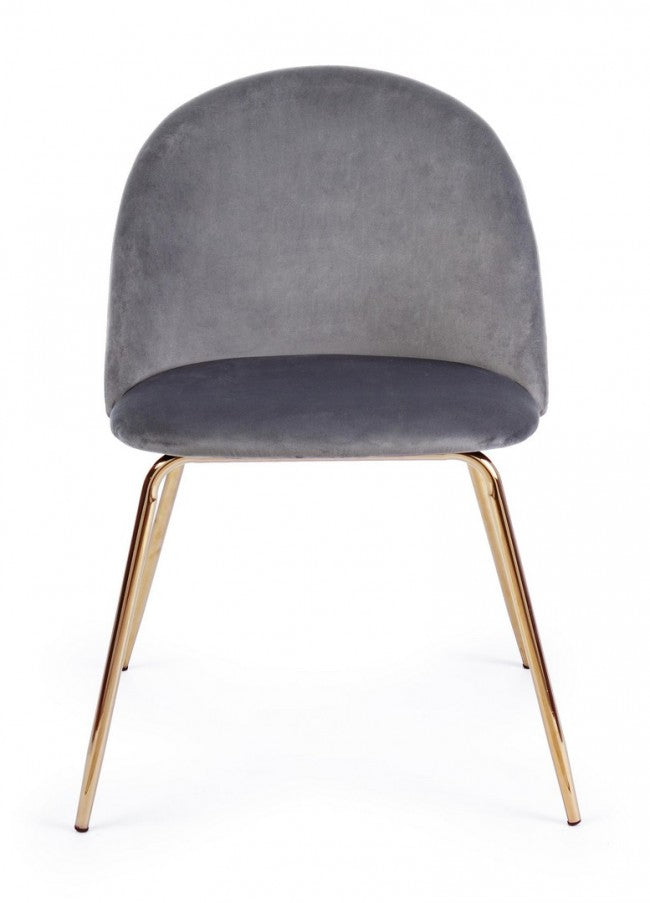 Set 4 Sedie in Velluto Bianco Moderno da Interno - GABRIELLA Colore: Grigio