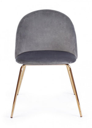 Set 4 Sedie in Velluto Bianco Moderno da Interno - GABRIELLA Colore: Grigio