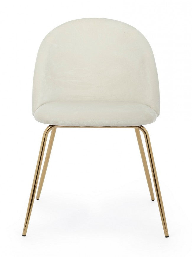 Set 4 Sedie in Velluto Bianco Moderno da Interno - GABRIELLA Colore: Bianco